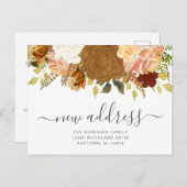 Nieuw Adres Autumn Floral Moving Aankondiging Briefkaart (Voorkant / Achterkant)