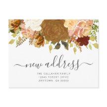 Nieuw Adres Autumn Floral Moving Aankondiging