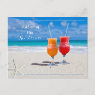 Nieuw adres: beach Life Cocktails in zand Briefkaart