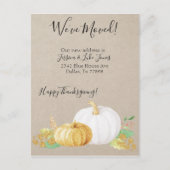 Nieuw Adres Bericht Bewegende Thanksgiving Pompoen Aankondigingskaart (Voorkant)