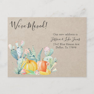 Nieuw Adres Bericht Verhuizen Herfst Cactus Pompoe Aankondigingskaart