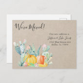 Nieuw Adres Bericht Verhuizen Herfst Cactus Pompoe Aankondigingskaart (Voorkant / Achterkant)