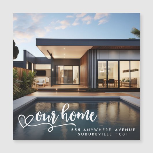 Nieuw Adres Bewegend Huis Foto Magnet (Voorkant)