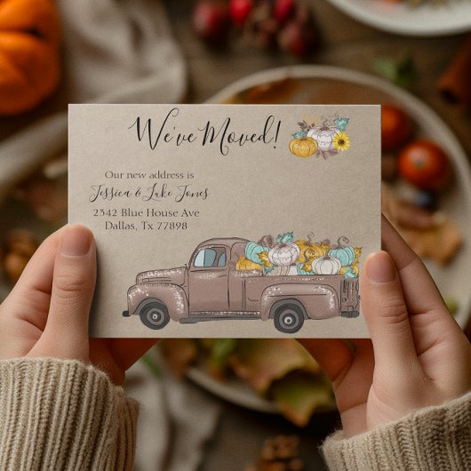 Nieuw adres Bewegende Aankondiging Herfst Pompoen