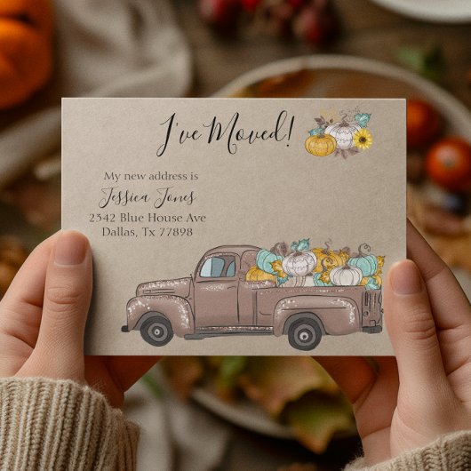 Nieuw adres Bewegende Aankondiging Herfst Pompoen