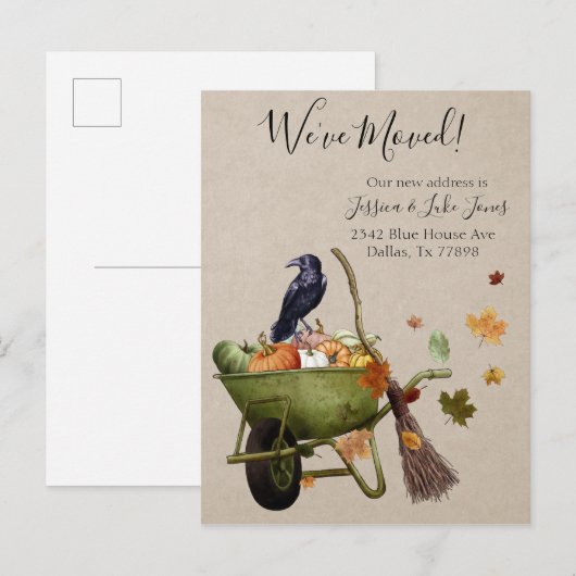 Nieuw adres Bewegende Aankondiging Herfst Pompoen (Voorkant / Achterkant)