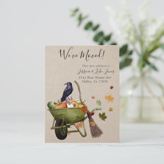 Nieuw adres Bewegende Aankondiging Herfst Pompoen (Staand voorkant)