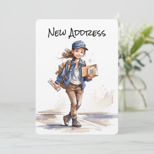 Nieuw adres Bewegende aankondiging Kaarten (Staand voorkant)