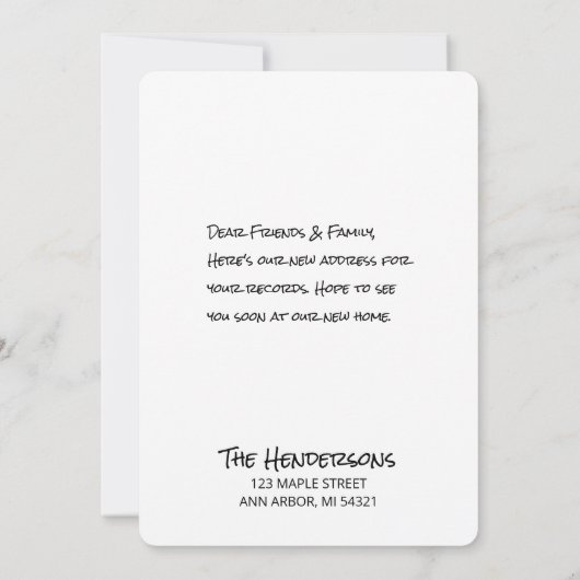 Nieuw adres Bewegende aankondiging Kaarten (Achterkant)