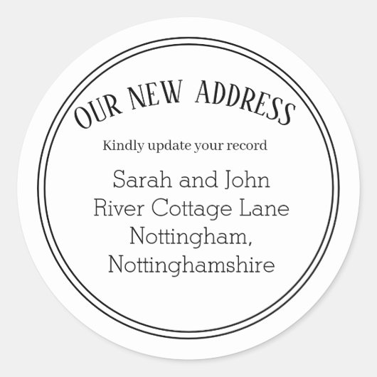 Nieuw adres Bewegende aankondiging Witte Stickers (Voorkant)