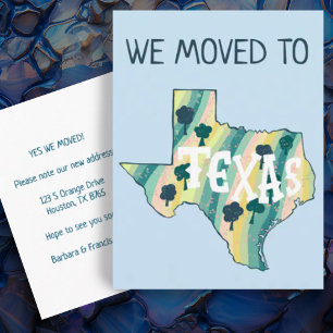 NIEUW ADRES Bewegende TEXAS staat geïllustreerde k Briefkaart