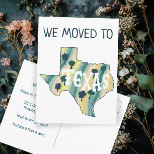 NIEUW ADRES Bewegende TEXAS staat geïllustreerde k Briefkaart