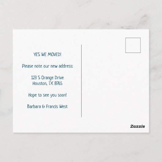 NIEUW ADRES Bewegende TEXAS staat geïllustreerde k Briefkaart (Achterkant)