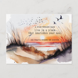 Nieuw Adres Bewegende Zonnevaste Sand Dunes Aankondigingskaart