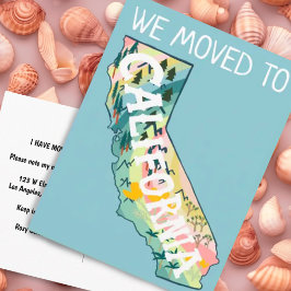 NIEUW ADRES Beweging Californische Staat geïllustr Briefkaart