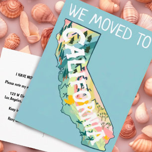 NIEUW ADRES Beweging Californische Staat geïllustr Briefkaart