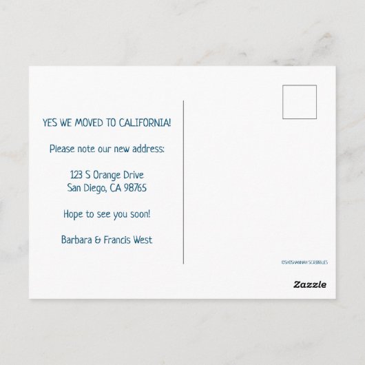 NIEUW ADRES Beweging Californische Staat geïllustr Briefkaart (Achterkant)