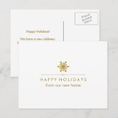 Nieuw adres bij Christmas Glam Gold Snowflake Feestdagenkaart (Voorkant / Achterkant)