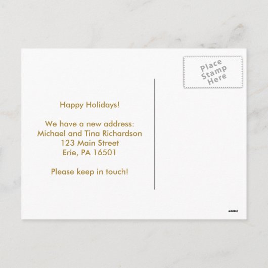 Nieuw adres bij Christmas Glam Gold Snowflake Feestdagenkaart (Achterkant)