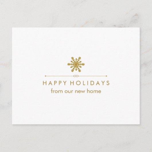Nieuw adres bij Christmas Glam Gold Snowflake Feestdagenkaart (Voorkant)