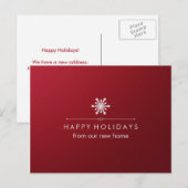 Nieuw adres bij Christmas Red en Silver Snowflake Feestdagenkaart (Voorkant / Achterkant)