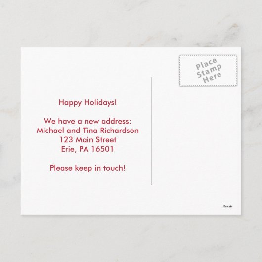 Nieuw adres bij Christmas Red en Silver Snowflake Feestdagenkaart (Achterkant)