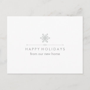Nieuw adres bij kerstmis Silver Snowflake Briefkaart