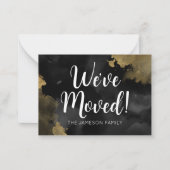 Nieuw adres Black Gold Moving Announcement Kaart Notitiekaartje (Voorkant)