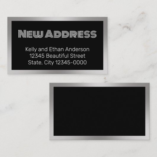 Nieuw adres Black Silver Bewegende Aankondiging Ka (Voorkant / Achterkant)