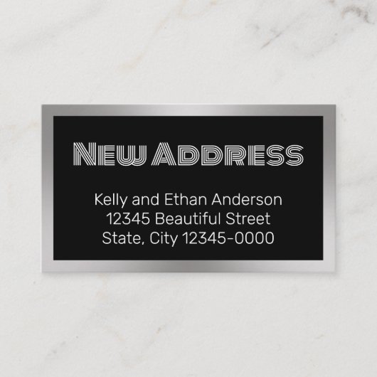 Nieuw adres Black Silver Bewegende Aankondiging Ka (Voorkant)