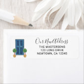 Nieuw Adres Blauwe Deur Retouradres Etiket (Insitu)