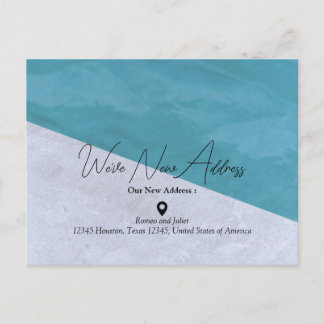 Nieuw Adres | Blauwe en Grijze Aankondiging Briefkaart