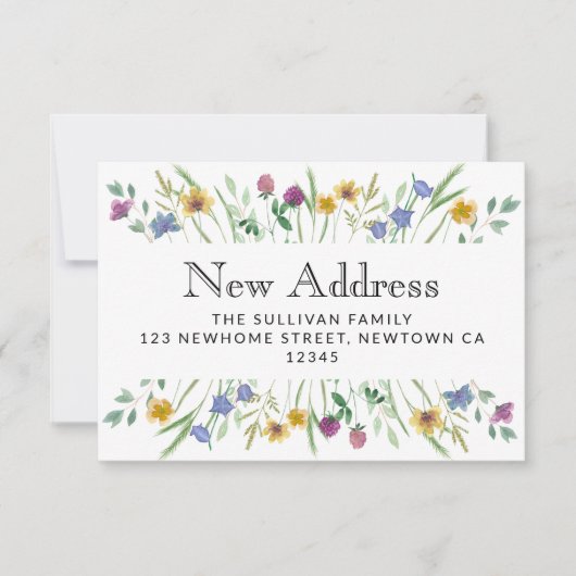 Nieuw adres Bloemen Bewegende Aankondiging Mini Ka (Voorkant)