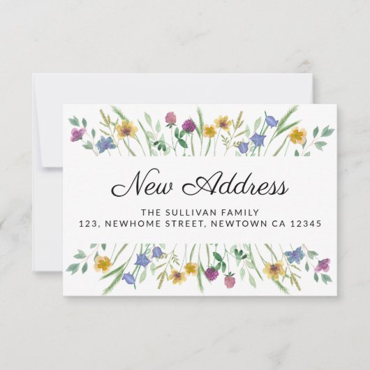 Nieuw adres Bloemen Bewegende Aankondiging Mini Ka (Voorkant)