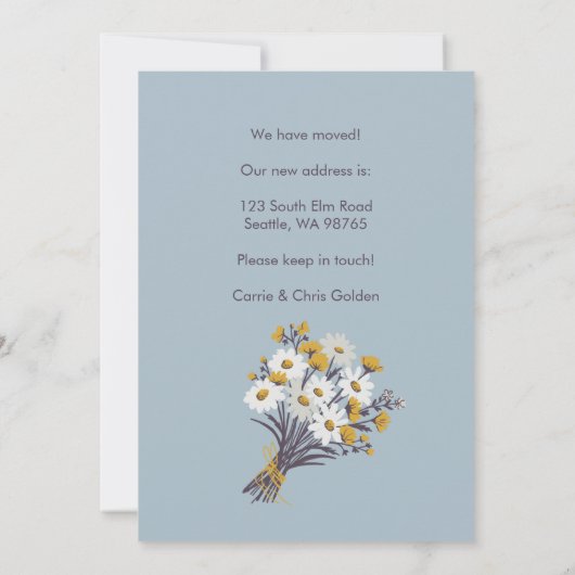 Nieuw adres Blooms Bewegende aankondiging Boeket (Achterkant)