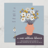 Nieuw adres Blooms Bewegende aankondiging Boeket (Voorkant / Achterkant)