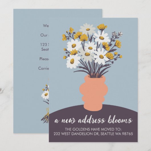 Nieuw adres Blooms Bewegende aankondiging Boeket (Voorkant / Achterkant)