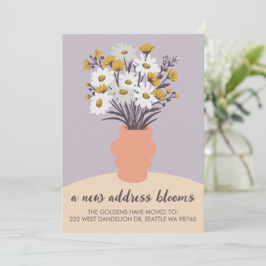 Nieuw adres Blooms Bewegende aankondiging Boeket (Staand voorkant)