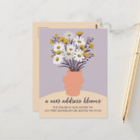 Nieuw adres Blooms Bewegende aankondiging Boeket