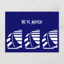 Nieuw Adres Blue White Racing Sailships Briefkaart