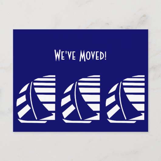 Nieuw Adres Blue White Racing Sailships Briefkaart (Voorkant)