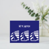 Nieuw Adres Blue White Racing Sailships Briefkaart (Staand voorkant)