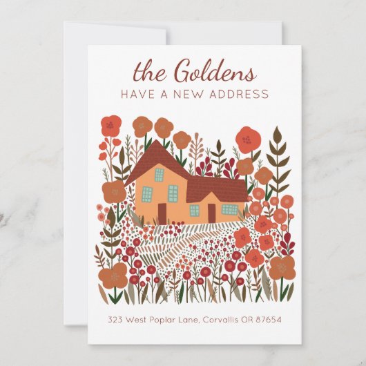 Nieuw Adres Boerderij Bloemen Herfst Kaart (Voorkant)