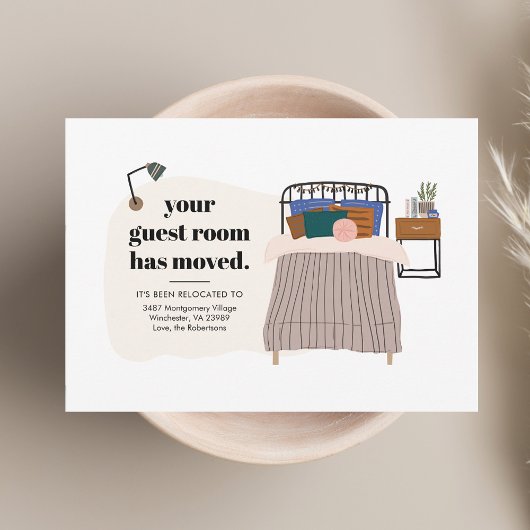 Nieuw adres Boho Guest Bedroom Decor Moving Aankondiging