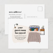 Nieuw adres Boho Guest Bedroom Decor Moving Aankondigingskaart (Voorkant / Achterkant)