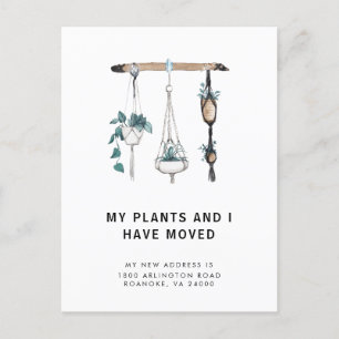 Nieuw adres Boho Hangende Planten Bewegend Aankondigingskaart