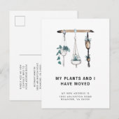Nieuw adres Boho Hangende Planten Bewegend Aankondigingskaart (Voorkant / Achterkant)