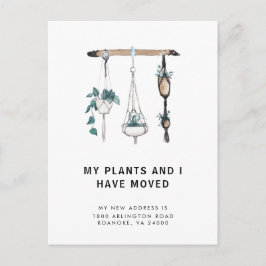 Nieuw adres Boho Hangende Planten Bewegend Aankondigingskaart