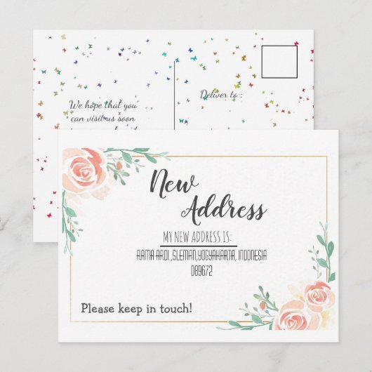 Nieuw adres briefkaart (Voorkant / Achterkant)