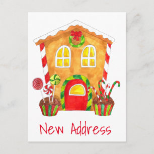 Nieuw adres Briefkaart Gingerbrood House